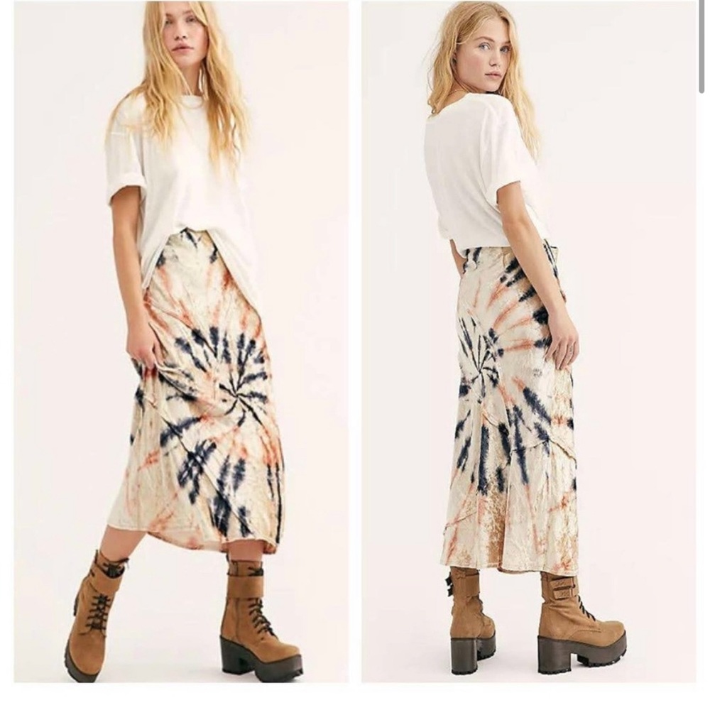 Free People Serious Swagger Tie Dye Skirt in Fireworks Combo